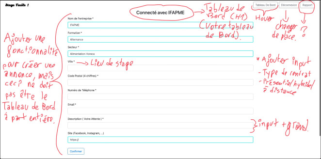 Capture d'écran des performances du site internet Stage Facile